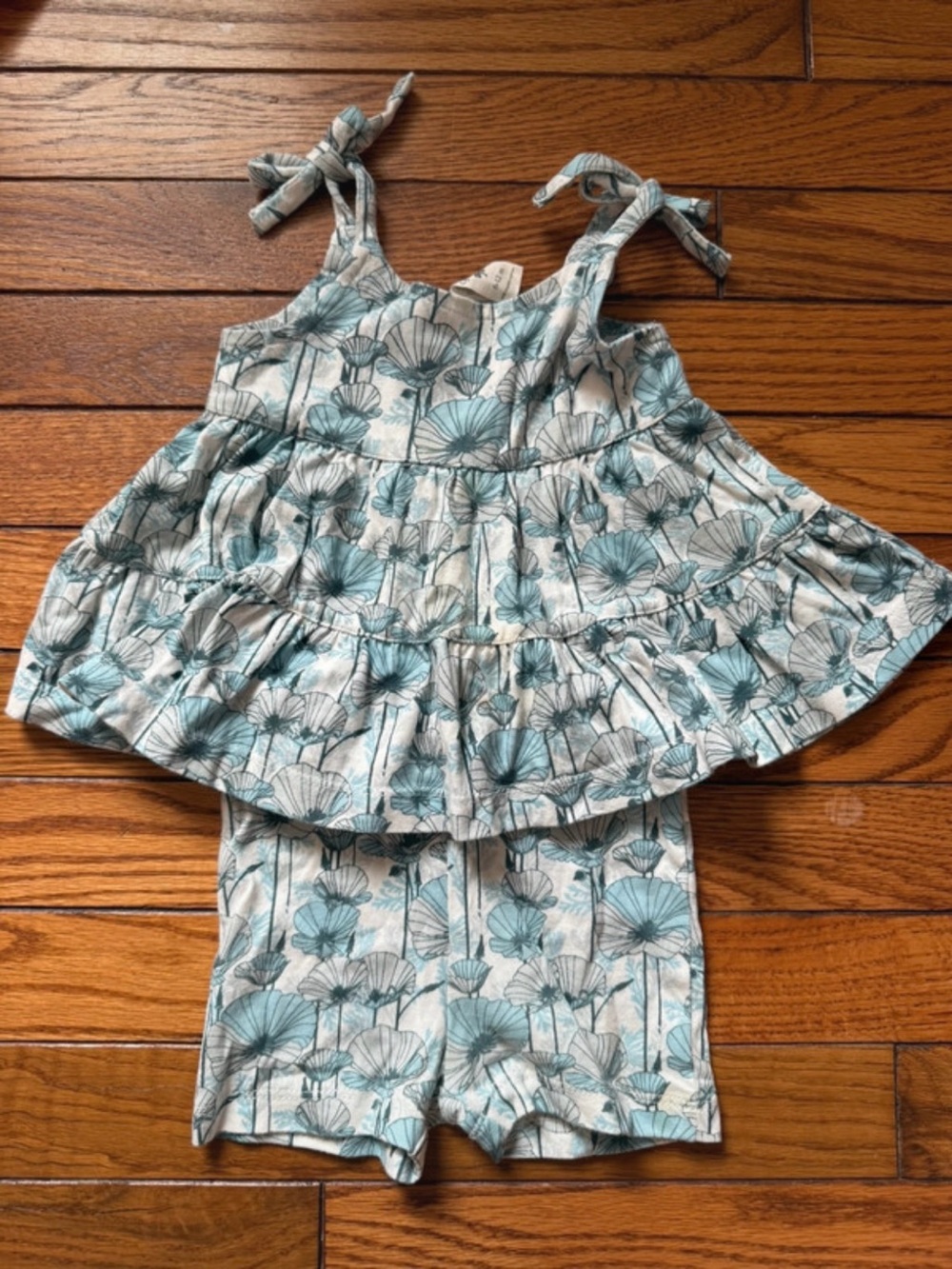 kate quinn Teal Floral Tiered Tank Top & Shorts Set